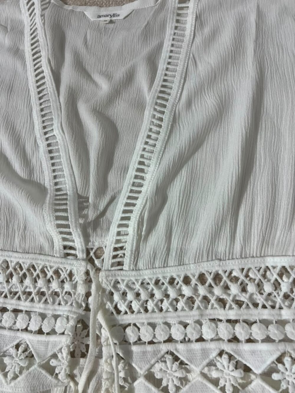 White Lace-Up Boho Swimsuit Cover-Up Maxi Kimono - Picture 6 of 7